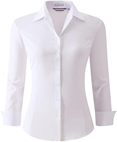 Esabel.C Womens Button Down Shirts Long Sleeve Regular Fit Stretch Work Blouse       Send to Logi... | Amazon (US)