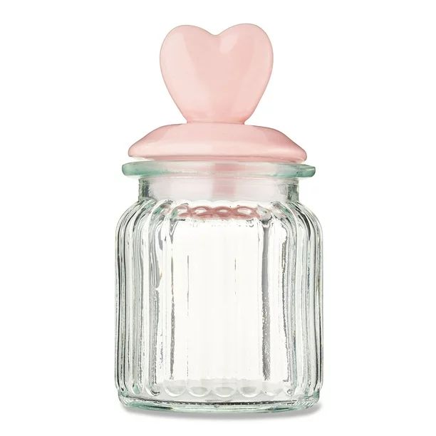 Valentine's Day Way To Celebrate Glass Jar With Pink Heart Ceramic Top 5.5"H - Walmart.com | Walmart (US)