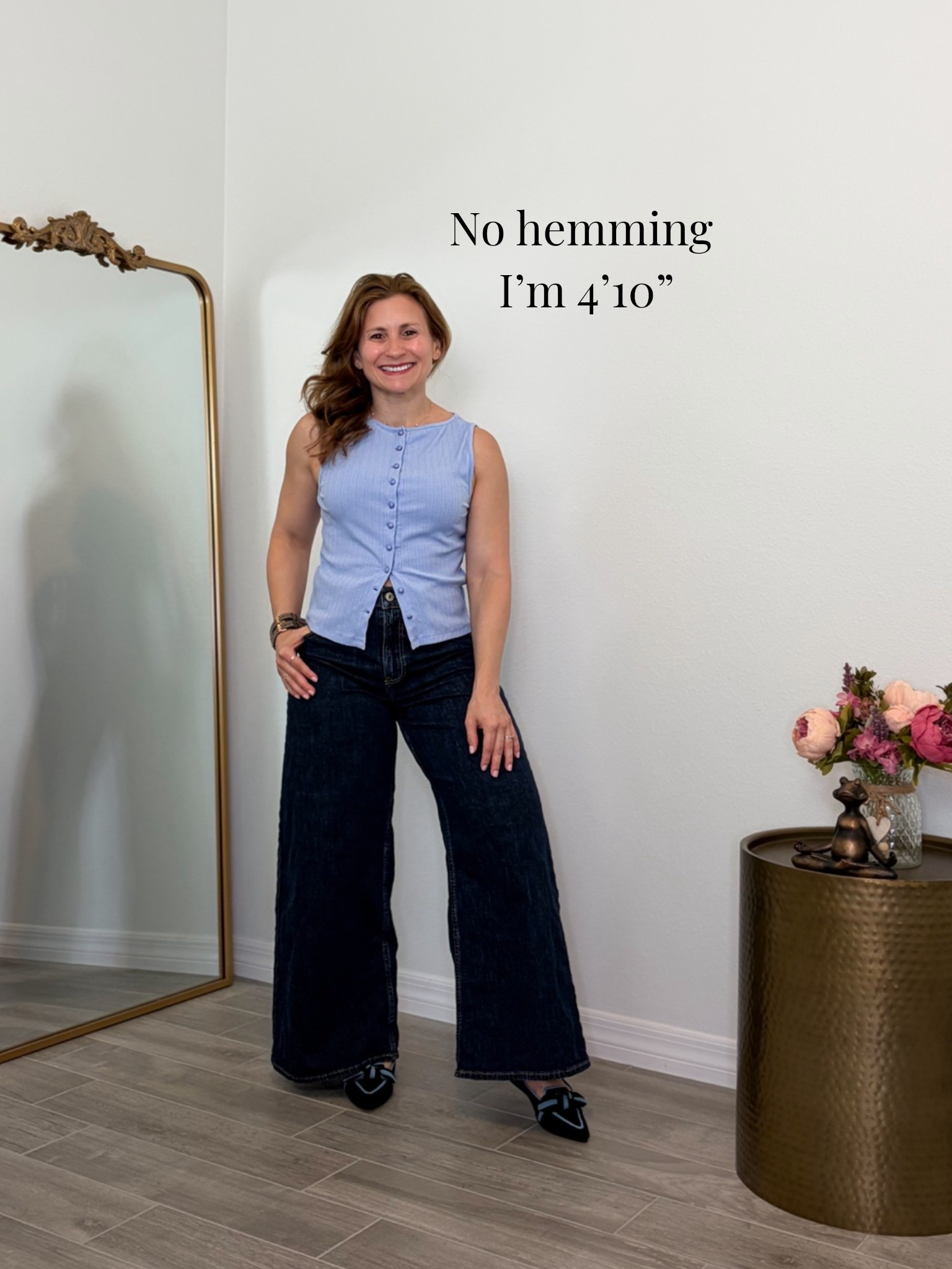 Wide leg denim in petite length options

#LTKootd #LTKPetite #LTKOver40
