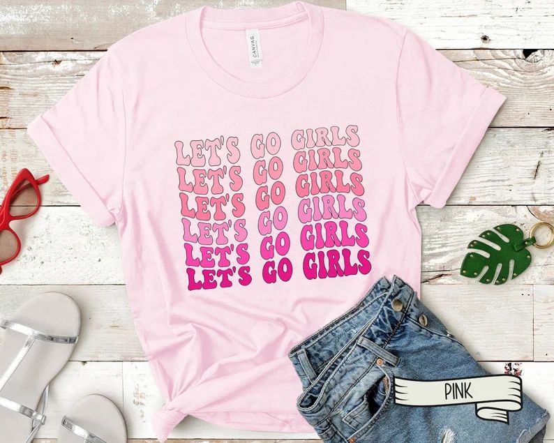Let's Go Girls T-Shirt, Bachelorette Party Shirts, Girls Trip Galentines PINK, Pink Retro BRIDE T... | Etsy (US)