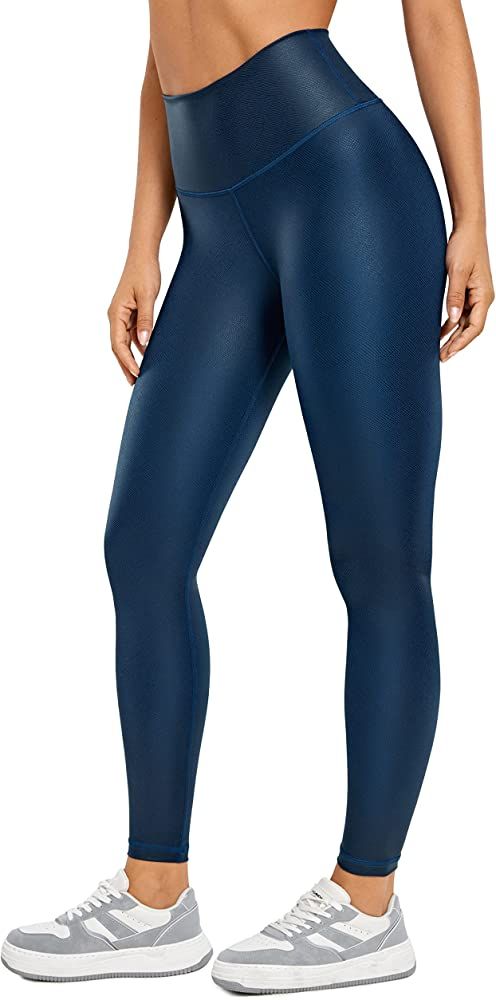 CRZ YOGA Matte Faux Leather Leggings for Women 25'' - High Waisted Stretch Leather Pants Pleather... | Amazon (US)