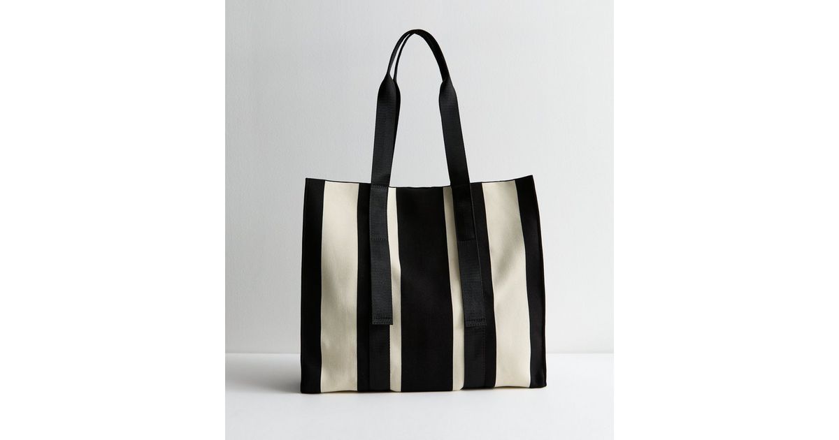 Black Knit Stripe Tote Bag | New Look | New Look (UK)