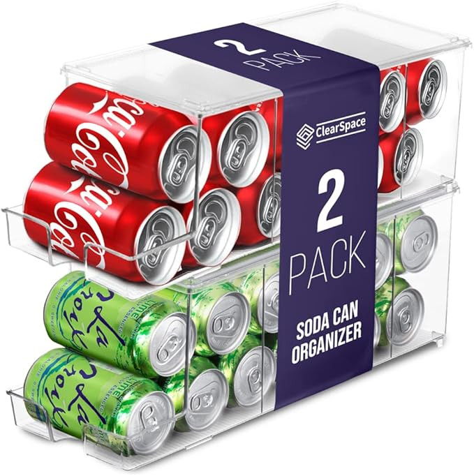 ClearSpace Soda Can Organizer & Soda Can Dispenser for Refrigerator - Fridge Organizer & Stackabl... | Amazon (US)