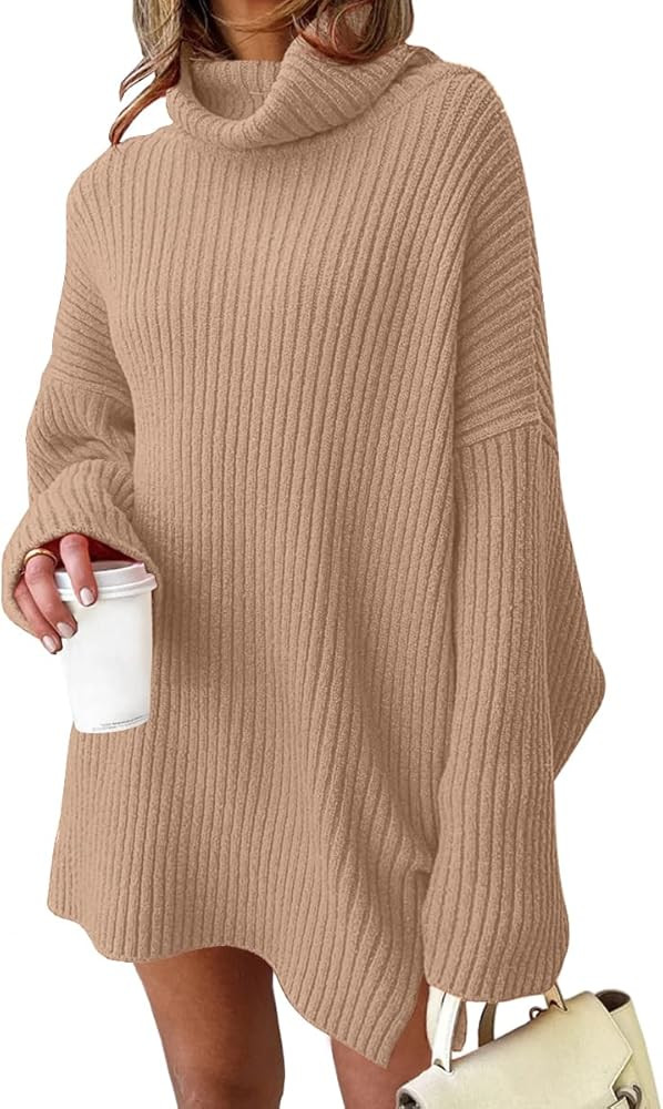 LILLUSORY Womens Turtleneck Oversized Long Sweater Dress 2024 Plus Size Tunic Pullover Knit Fall ... | Amazon (US)