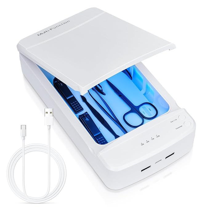 Nail Tool Sterilizer with Blue Light,LXIANGN Portable USB Sterilizating Box for Manicure Salon,Tw... | Amazon (US)