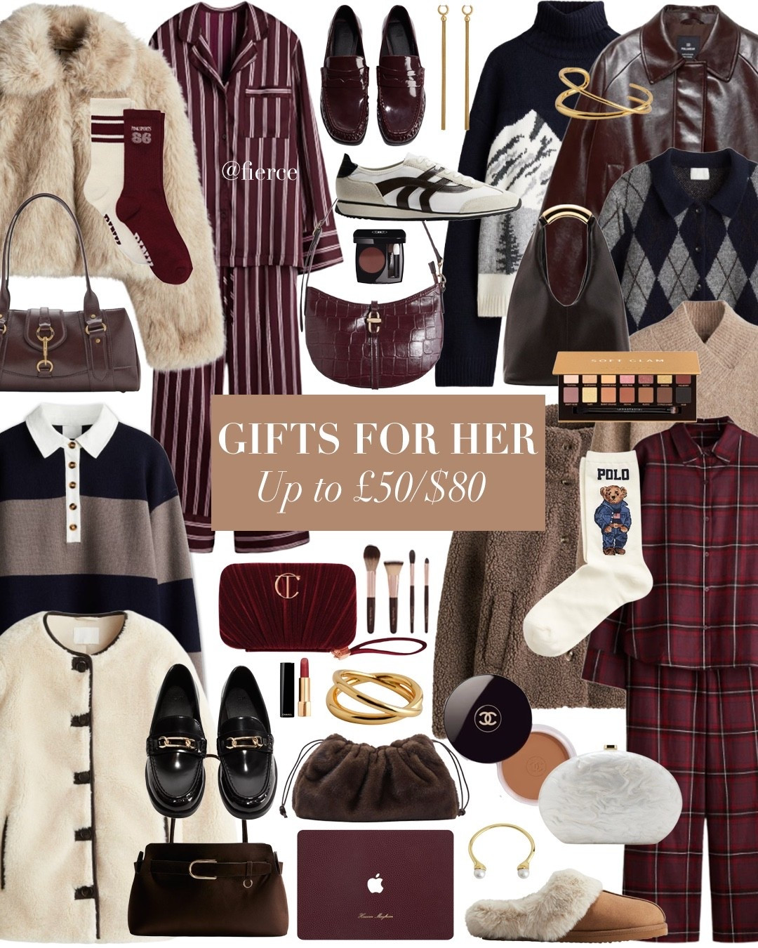 Gifts for her Up To £50/$80

Burgundy striped pjs burgundy checked pjs faux fur jacket shearling jacket beige V neck jumper white vintage look sneakers faux fur bag Ralph Lauren teddy socks striped polo rugby jumper burgundy socks burgundy bag brown and gold handle bag make up brushes sapphire white clutch bag black loafers ski navy jumper diamond print jumper 

#LTKfestive #LTKgiftguide #LTKuk