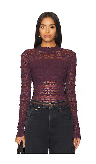 Free People x Intimately FP Angelina Bodysuit in Wine. - size S (also in L, M, XL, XS) | Revolve Clothing (Global)