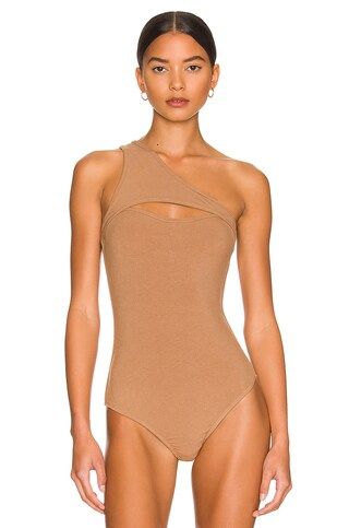superdown Sadra One Shoulder Bodysuit in Nude from Revolve.com | Revolve Clothing (Global)
