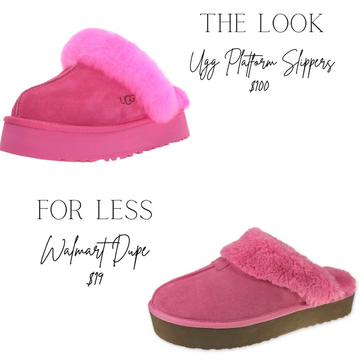 LOOK FOR LESS! Ugg Platform Slippers dupe at Walmart for $19!
Walmart finds / dupe / Ugg slippers 

#LTKunder50 #LTKshoecrush #LTKstyletip