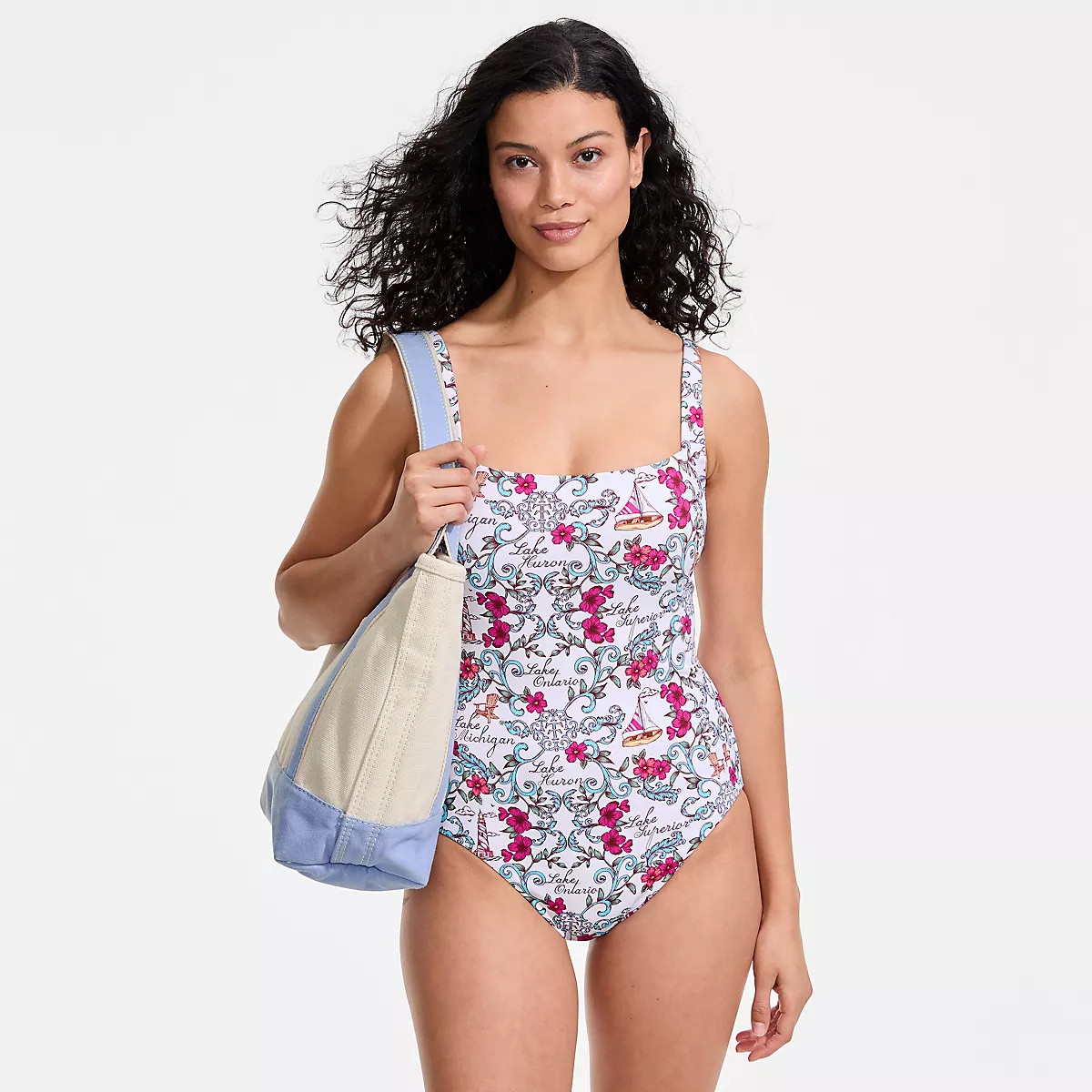 Women's LE x T and T The Tiffany Square Neck One Piece | Lands' End (US)