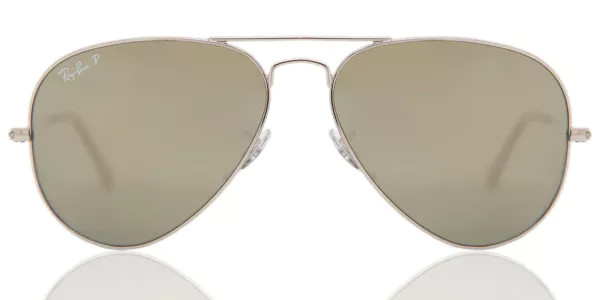 Ray-Ban RB3025 Aviator Large Metal Polarized 003/59 Men's Sunglasses Silver Size 58 | SmartBuyGlasses Global
