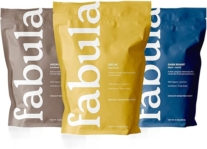 Fabula Coffee Variety Pack - Medium, Decaf, Dark, Whole Beans - 3 bags (12 oz. each) | Amazon (US)