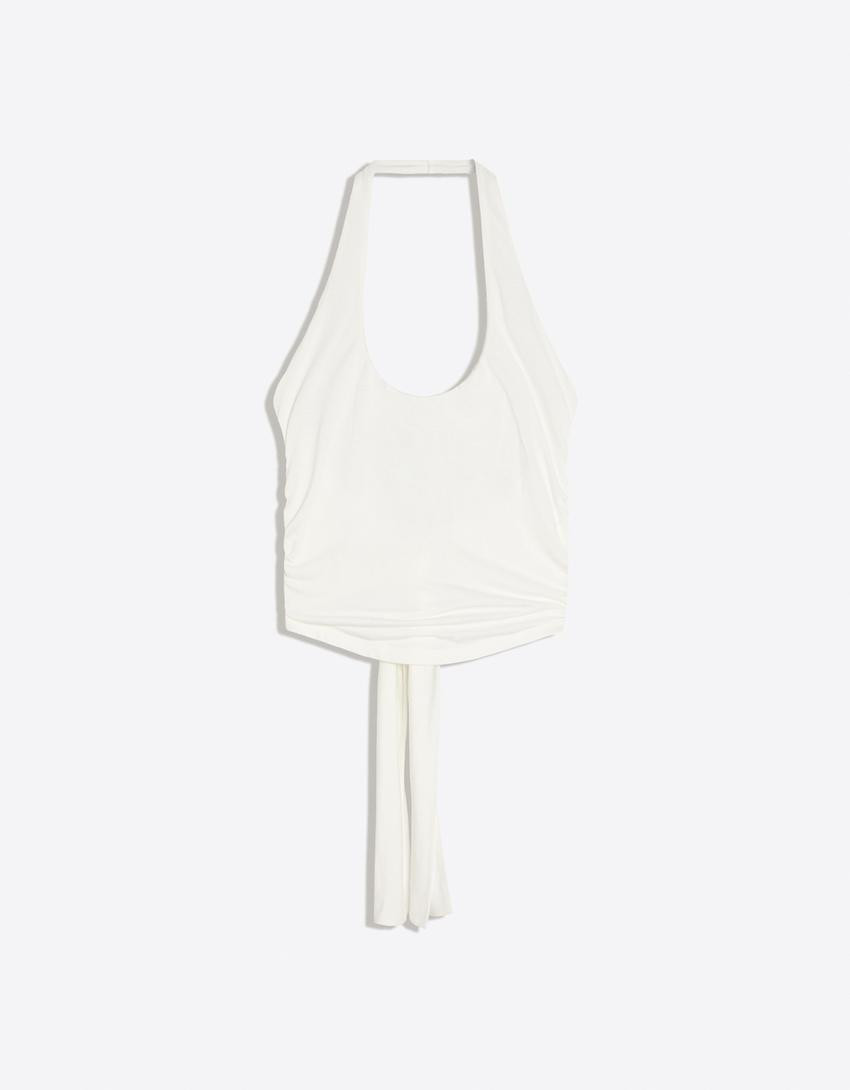 Neckholder-Top mit Knoten am R\u00fccken - Damen | Bershka DE