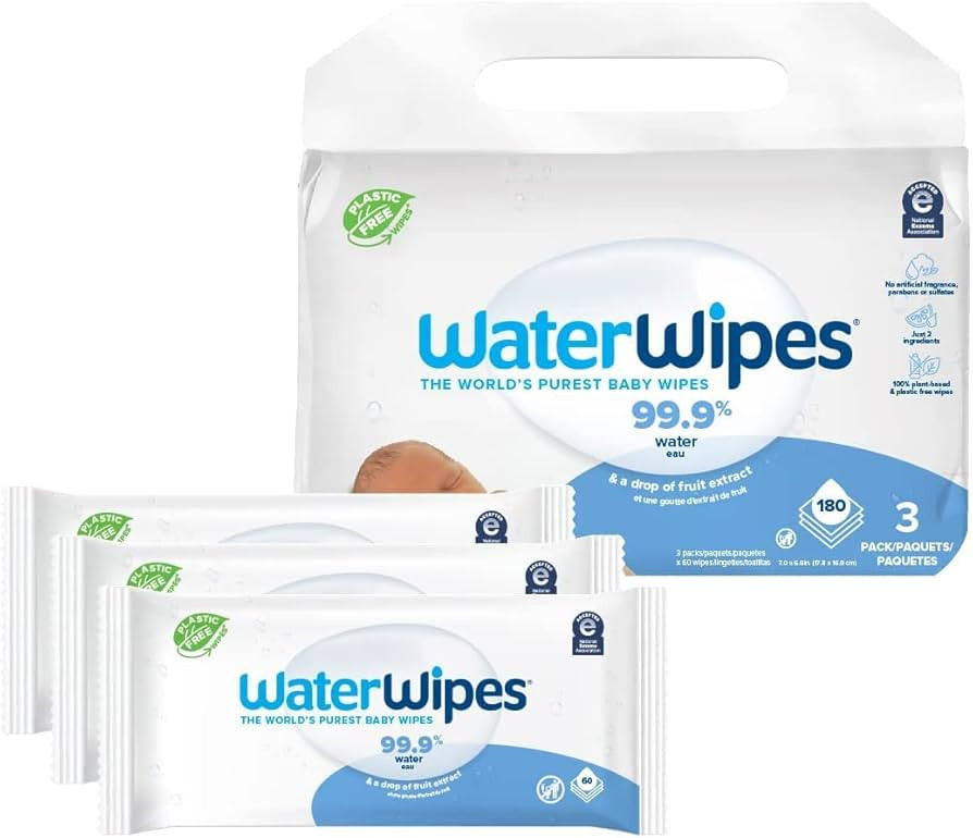 WaterWipes Plastic-Free Original Baby Wipes, 99.9% Water Based Wipes, Unscented & Hypoallergenic ... | Amazon (US)
