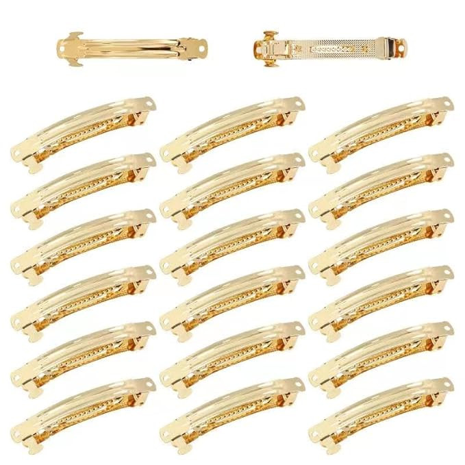 Cinaci 20 Pack 2.4 Inch / 3 Inch/ 4 Inch Blank Gold Metal DIY Craft French Barrettes Snap Hair Cl... | Amazon (US)