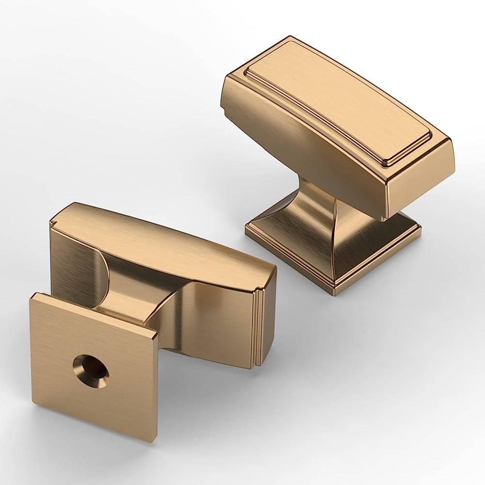 Asidrama 10 Pack 1.4 Inch(35mm) Champagne Bronze Kitchen Cabinet Knobs Brushed Brass Dresser Knobs G | Amazon (US)