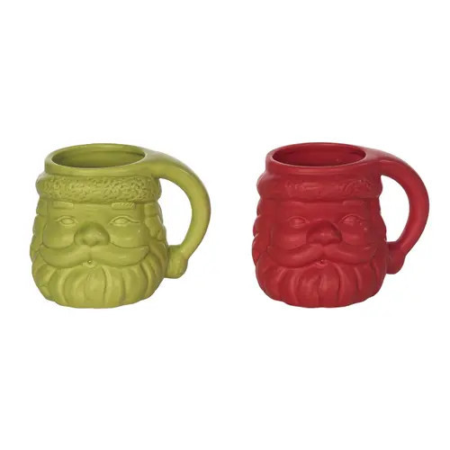 Transpac Ceramic Santa Mug Set of 2 Holiday Drinkware for Christmas in Green at Nordstrom | Nordstrom