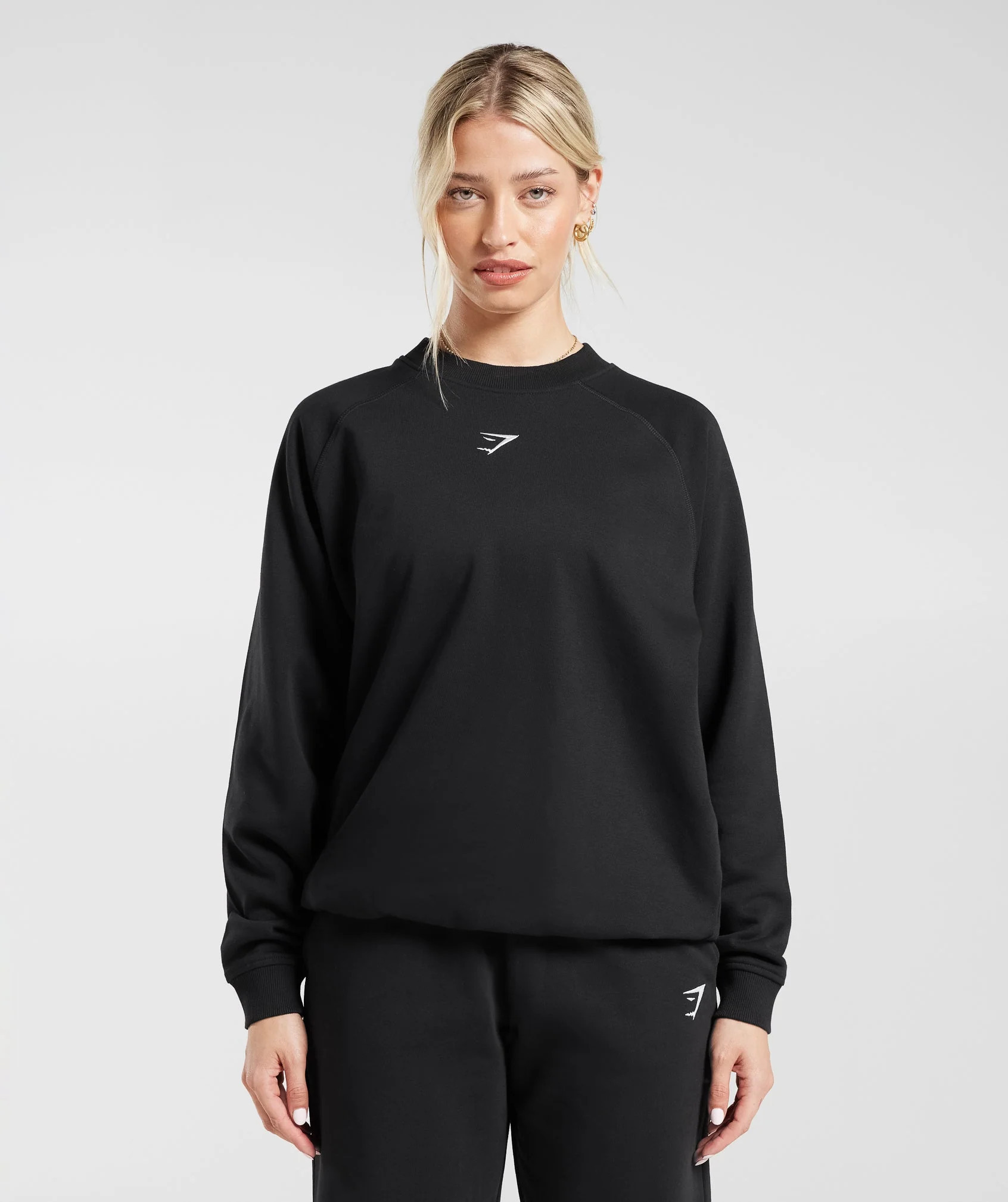 Training Oversized Fleece Sweatshirt Black | Gymshark US