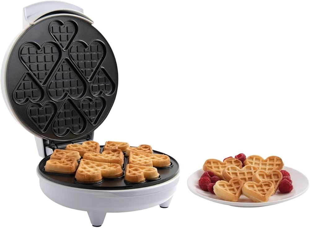 Valentines Day Mini Hearts Waffle Maker - Make 9 Heart Shaped Waffles or Pancakes w Electric Nons... | Amazon (US)