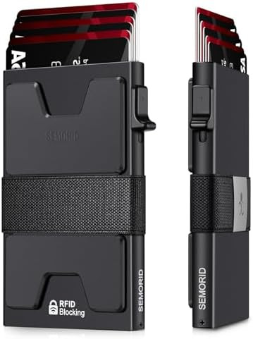 Slim Aluminum Card Holder Wallet for Men, Durable Expandable Backplate, RFID Blocking Minimalist ... | Amazon (US)