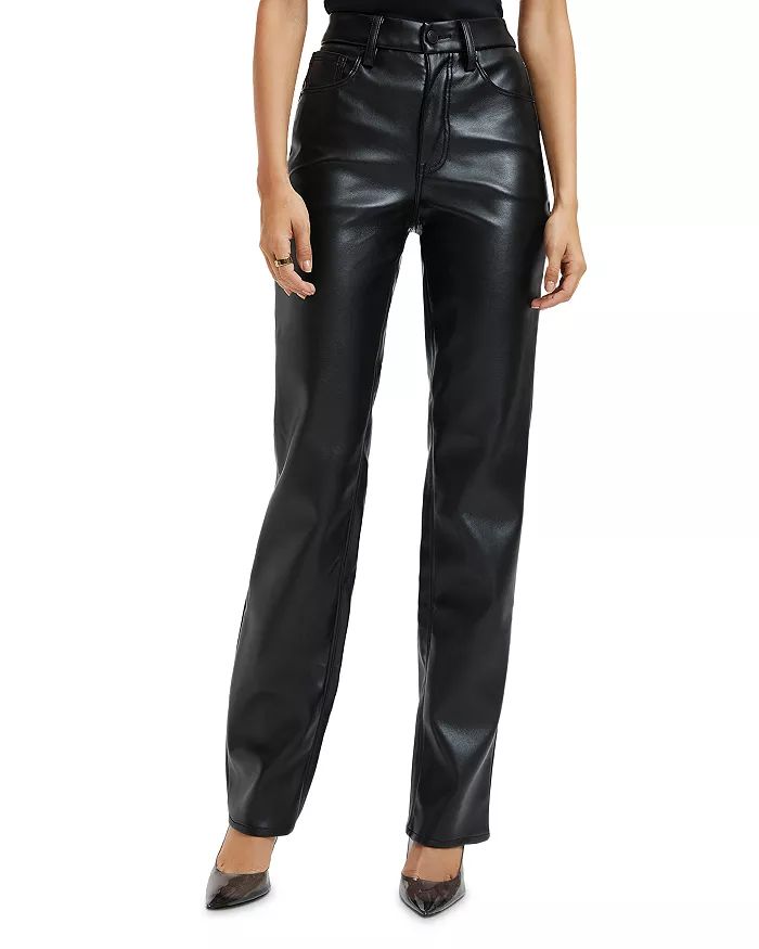 Faux Leather Good Icon High Rise Straight Leg Jeans in K001 | Bloomingdale's (US)