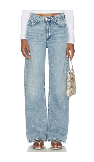 Rag & Bone Featherweight Logan Embellished Wide Jeans in Blue. - size 31 | Revolve Clothing (Global)
