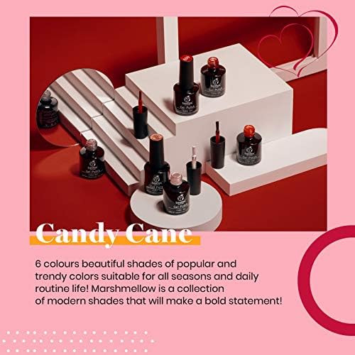 Beetles Candy Cane Gel Nail Polish Set - 6 Colors Glitter Burgundy Red Sparkle Gel Polish Kit Sno... | Amazon (US)