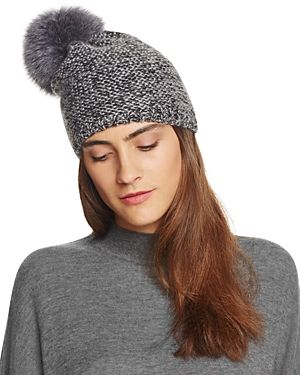 Kyi Kyi Slouchy Hat with Fox Fur Pom-Pom - 100% Exclusive | Bloomingdale's (US)