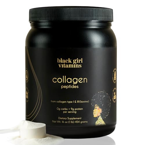 Black Girl Vitamins | Collagen Peptides Powder - Collagen for Skin, Hair & Nails - Unflavoured Hydrolyzed Collagen Powder, Dairy-Free, Gluten-Free Collagen for Women and Men - 16oz | Amazon (US)