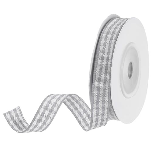 DMiotech 3/8 Inch 10 Yards Gingham Ribbon, Checkered Ribbon Plaid Ribbon for Gift Wrapping Decoration Art Craft DIY, Lead Gray | Amazon (US)