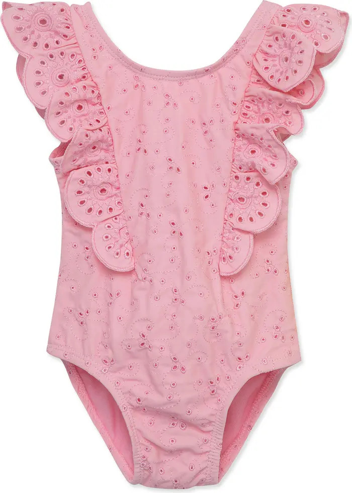 Little Me Eyelet Embroidered One-Piece Swimsuit | Nordstrom | Nordstrom