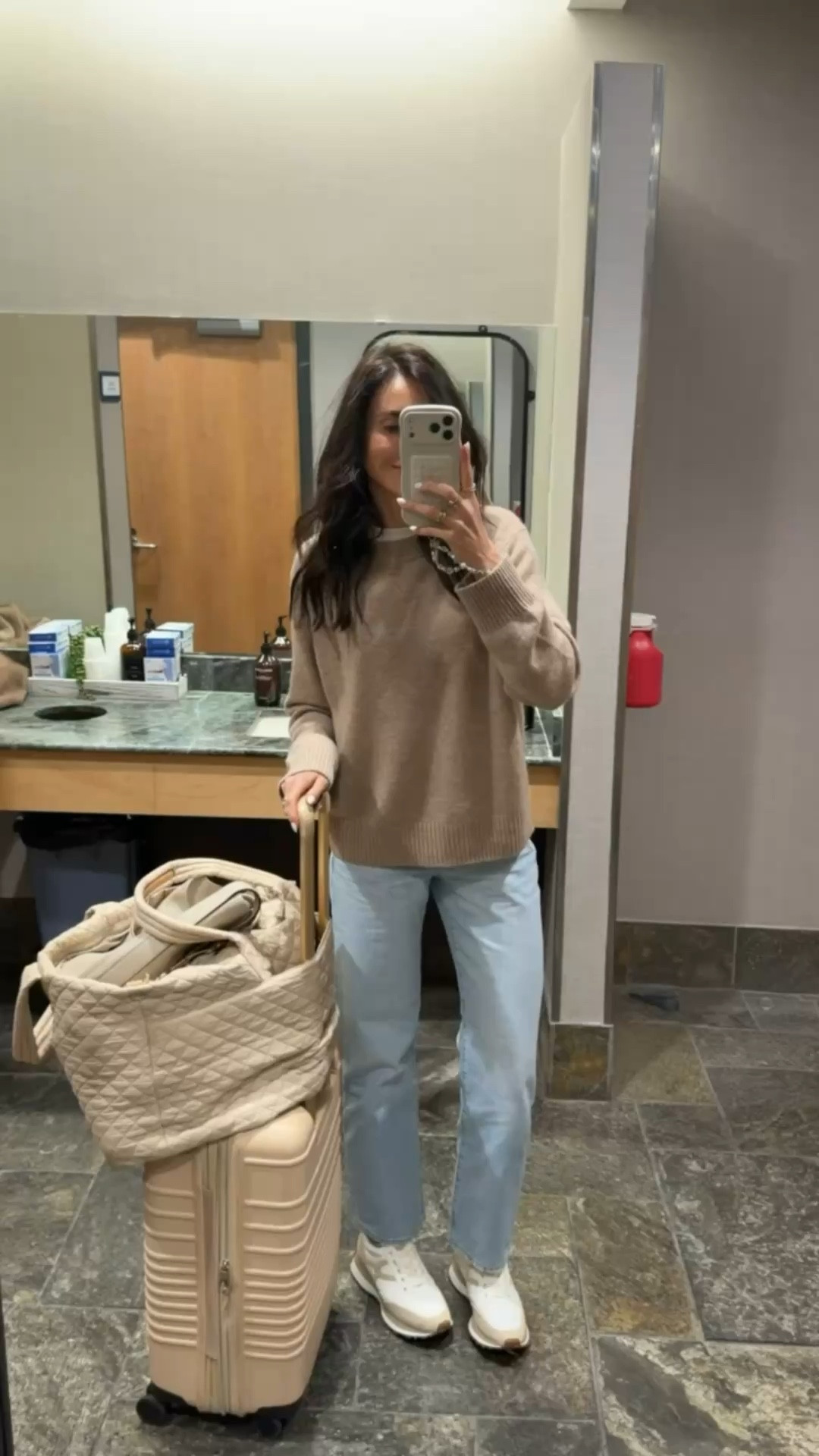 OOTD travel outfit, casual spring outfit, neutrals, airport look, beis, neutral sneakers, annabrstyle

#LTKTravel #LTKOver40