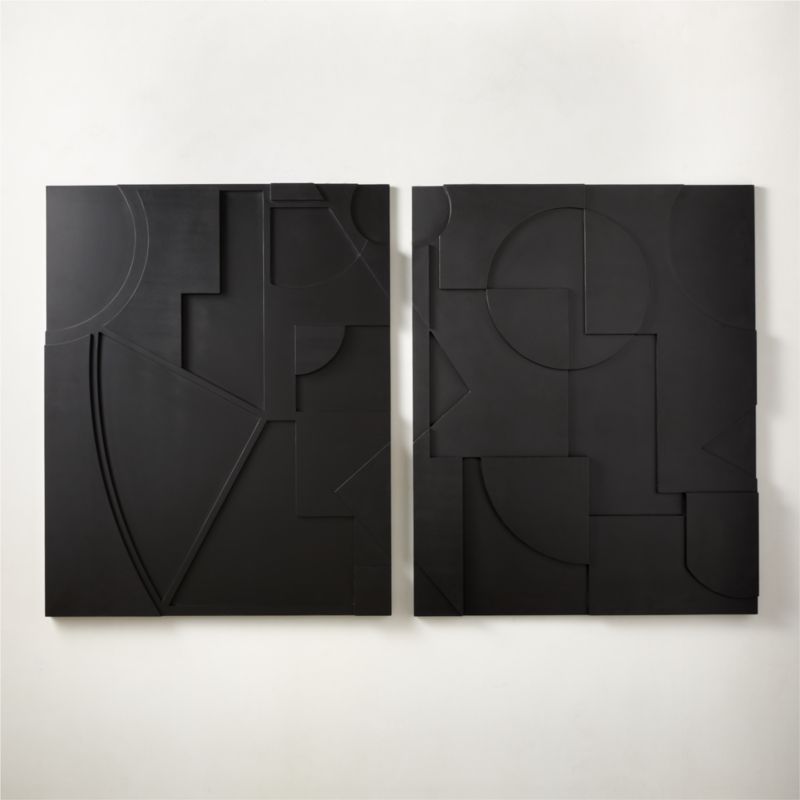 Racco Black Geometric 3-D Modern Wall Art Set + Reviews | CB2 | CB2