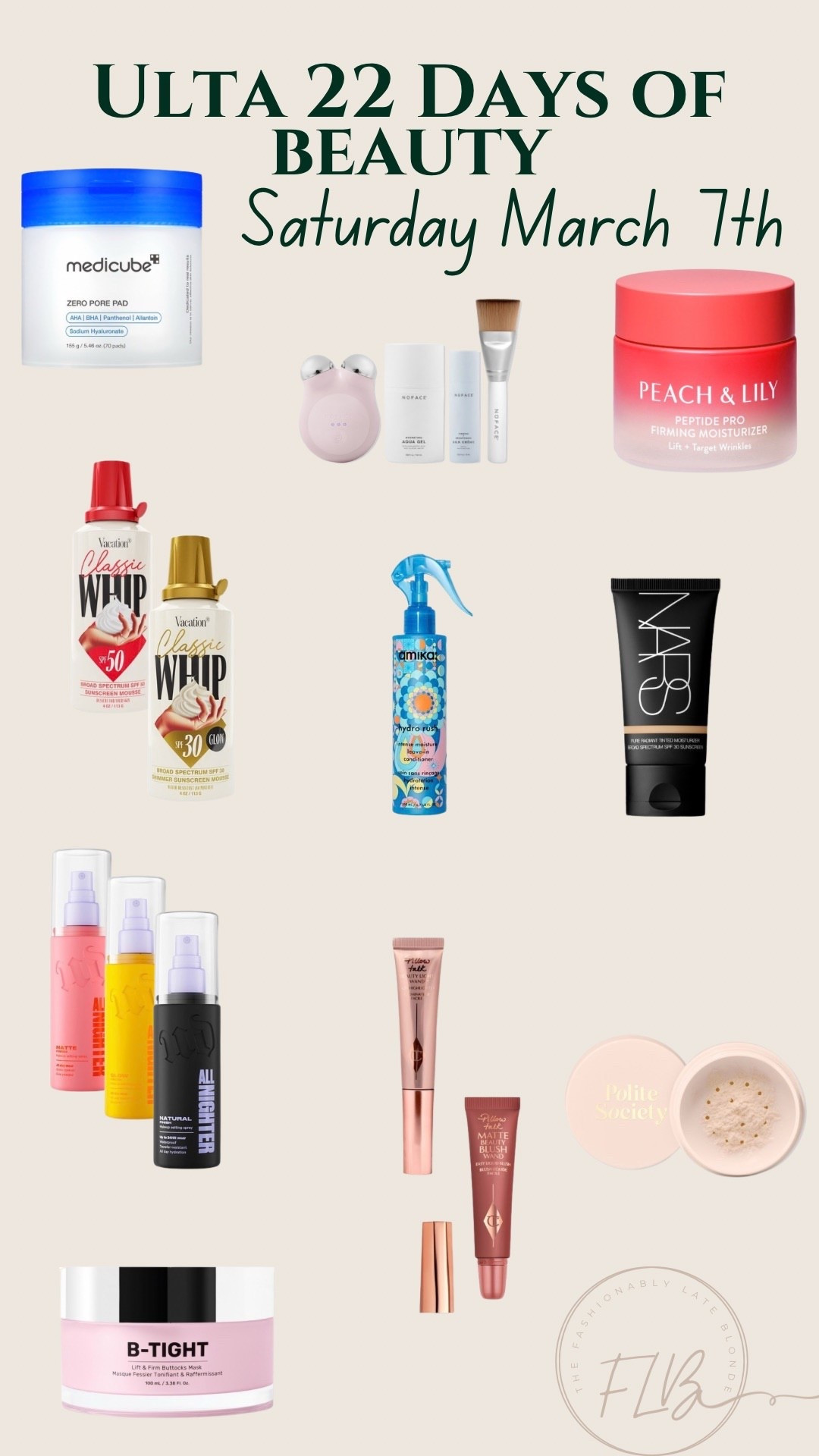 Ulta 21 days of beauty deals. 


Makeup, skincare, beauty, sunscreenn

#LTKBeauty #LTKSaleAlert