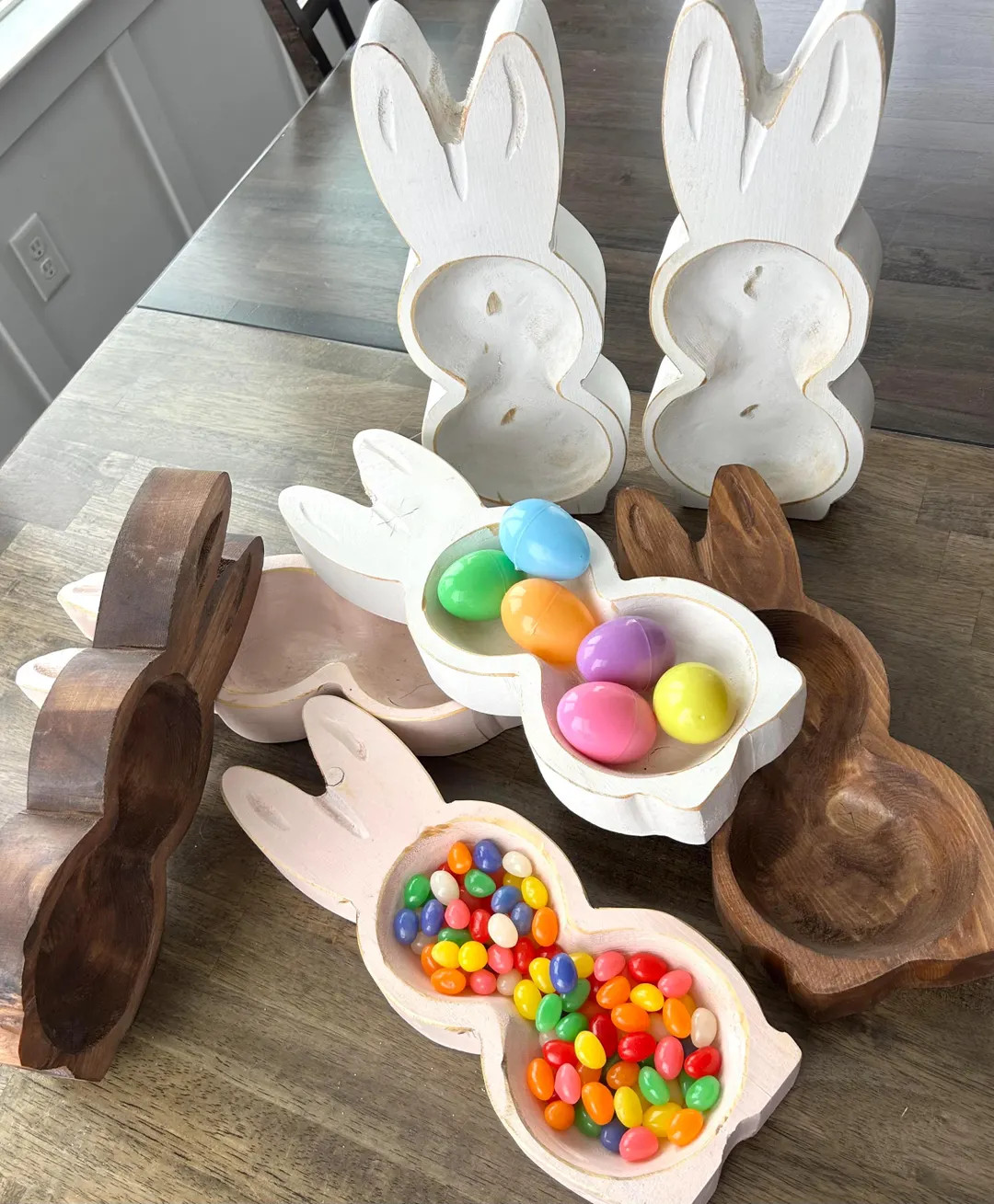 Rustic Bunny Dough Bowl: Hand Carved Pine Easter Centerpiece - Etsy | Etsy (US)