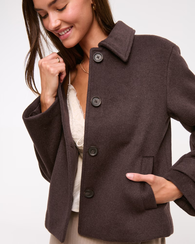 Women's Short Wool-Blend Coat | Women's Coats & Jackets | Abercrombie.com | Abercrombie & Fitch (US)
