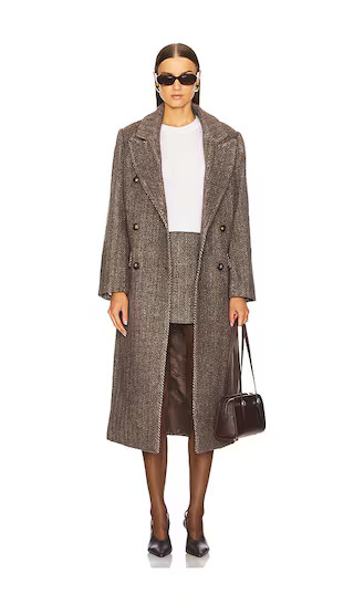 Morana Coat in Brown Herringbone | Revolve Clothing (Global)