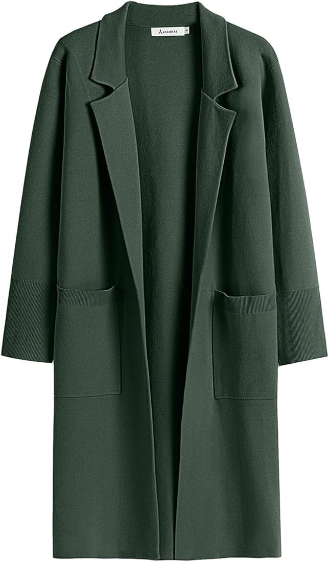ANRABESS Cardigan for Women Oversized Open Front Sweater Coat Long Sleeve Lapel Blazer Jacket Fal... | Amazon (US)
