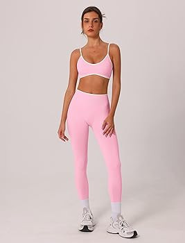 ABOCIW Womens 2 Piece Workout Sets Seamless Color Block Sports Bra Scrunch Butt Lifting High Wais... | Amazon (US)