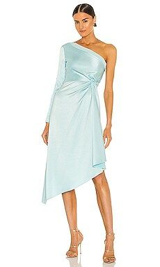 Alice + Olivia Dora Asymmetrical Off The Shoulder Dress in Powder Blue from Revolve.com | Revolve Clothing (Global)