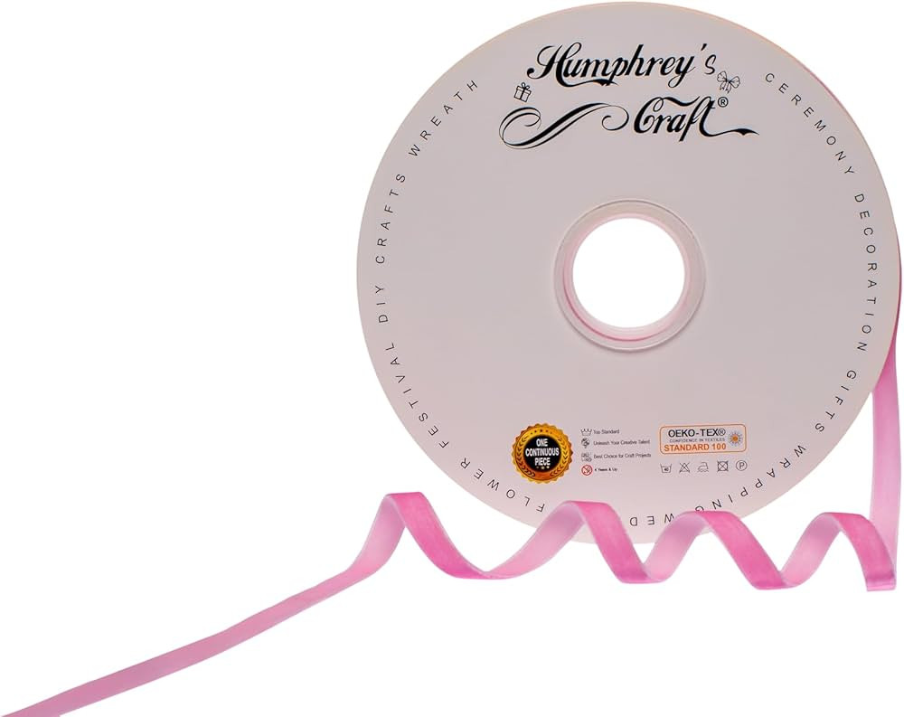 Humphrey's Craft 3/8 Inch Wide Pink Crushed Velvet Ribbons Spool - 15 Yards, Perfect for Sewing, ... | Amazon (US)