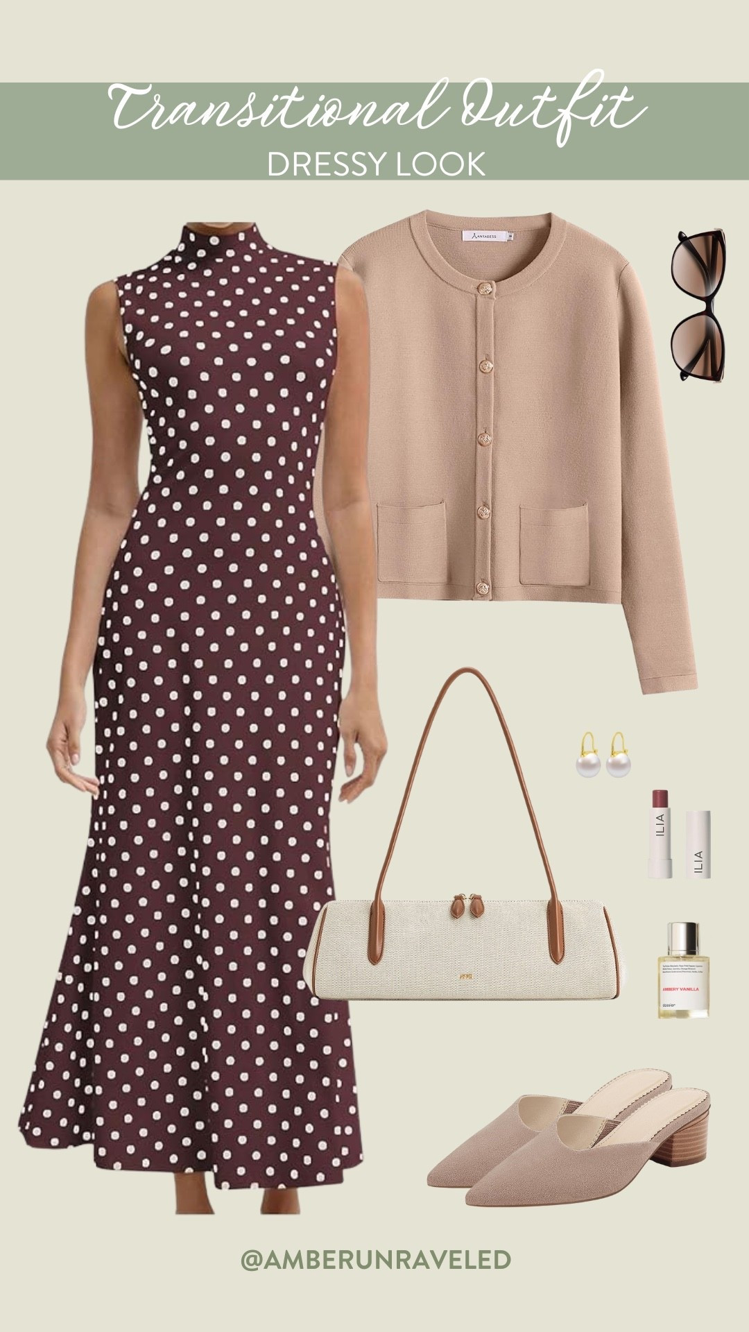 Throw on a dressy but comfy outfit for this in-between weather! Wear a trendy polka dot dress with a cozy neutral cardigan and a leather shoulder bag. Easy peasy!
#amazonfashion #falloutfit #transitionallook #pinterestinspired

#LTKStyleTip #LTKSeasonal #LTKU