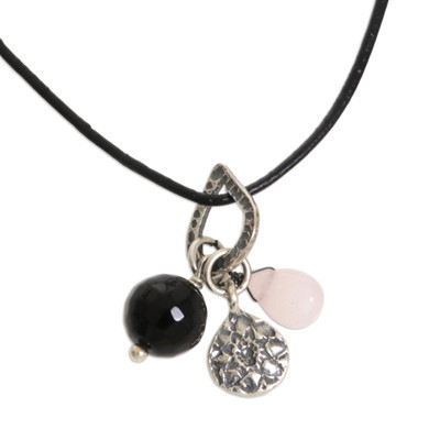 Handmade Sterling Silver Charm and Gemstone Bead Necklace | NOVICA