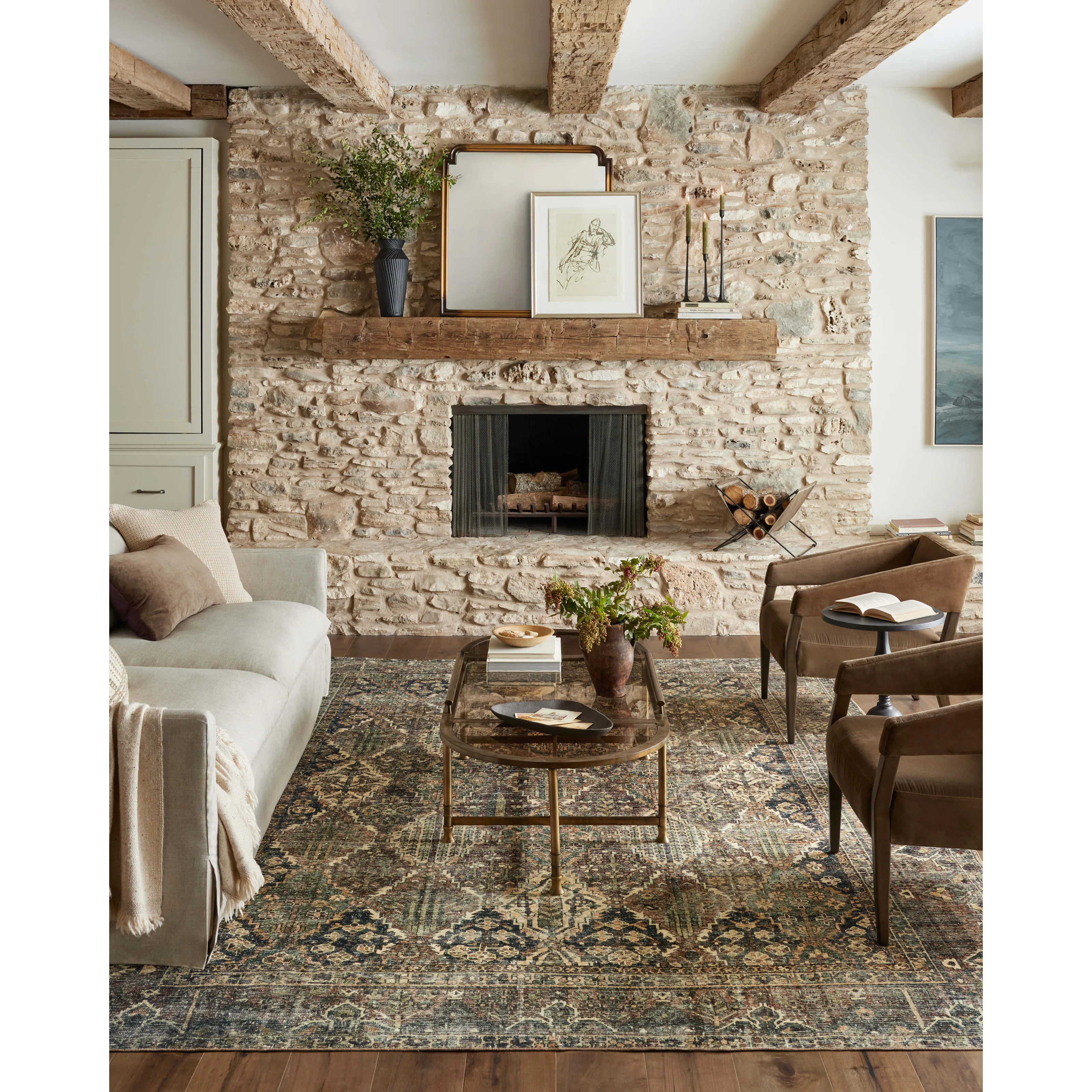Magnolia Home By Joanna Gaines X Loloi Banks Machine Washable Spice / Blue Area Rug | Wayfair North America