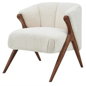 New Pacific Direct Florence 20.5" Fabric Accent Chair in Shearling Beige/Brown | Cymax