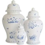 Springtime Toile Ginger Jars in Blue | Lo Home by Lauren Haskell Designs