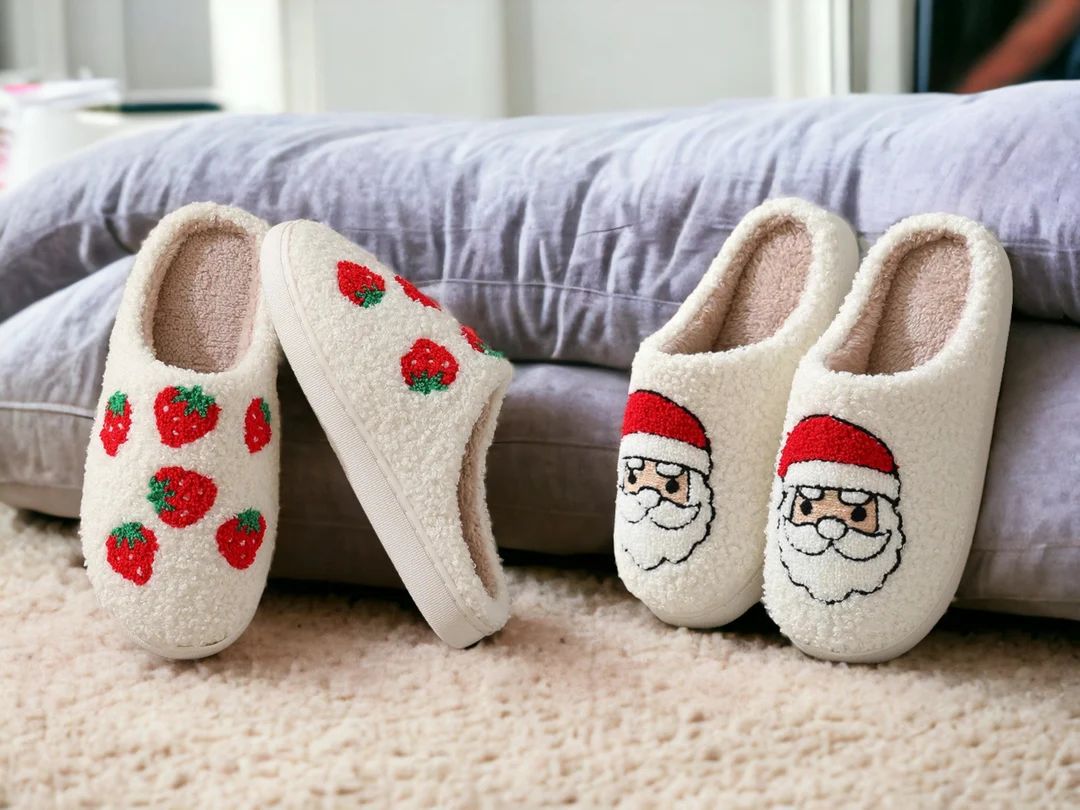 Fruit & Santa Cozy Slippers Slip-ons Adorable Female - Etsy | Etsy (US)