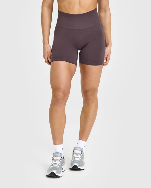 Effortless Seamless Shorts with White Logo 
 Umber Brown | Oner Active (UK / US)