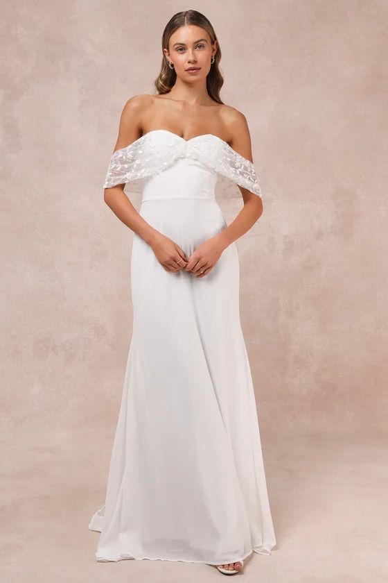 Beloved Beginning White Embroidered Off-the-Shoulder Maxi Dress | Lulus