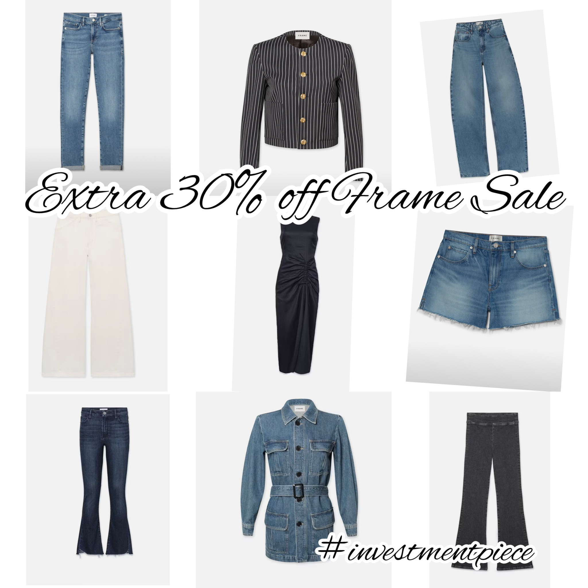 Cult fave denim (jeans, jackets, shorts and flares that are travel perfect!)   Jackets. Dresses. All an extra 30% off (no code needed) @frame #investmentpiece 

#LTKSaleAlert #LTKSeasonal #LTKStyleTip